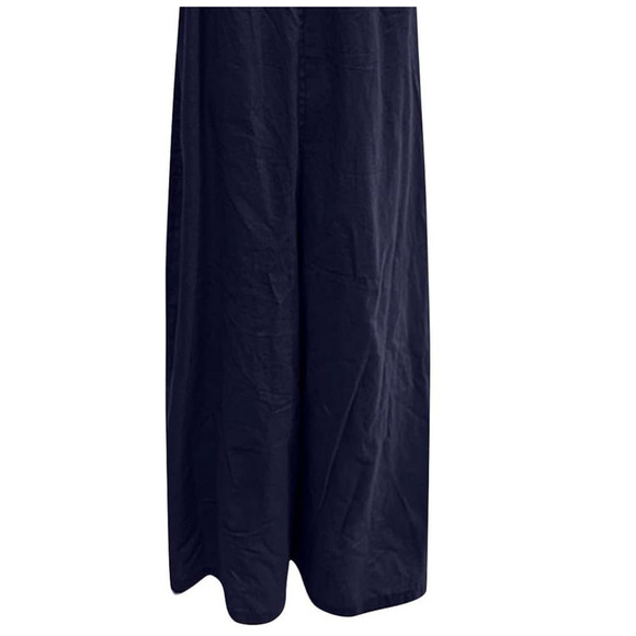 NEW Oversized Cotton Sleeveless Cotton Jumpsuit Adjustable Straps M Navy Blue - Picture 9 of 12